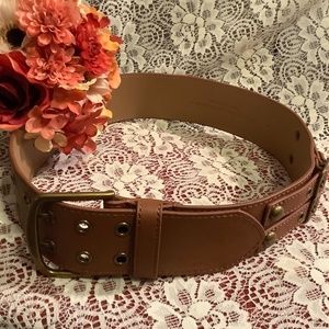 Nubuck Brown women’s Belt brass buckles Rivets straps Small NEW